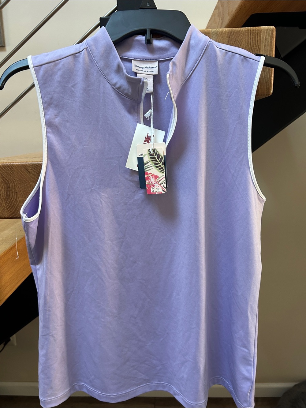 Tommy Bahama Lavender Sleeveless Polo Zip Tank
